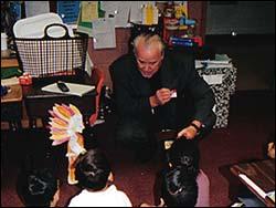 Parker holding a career day at a local school